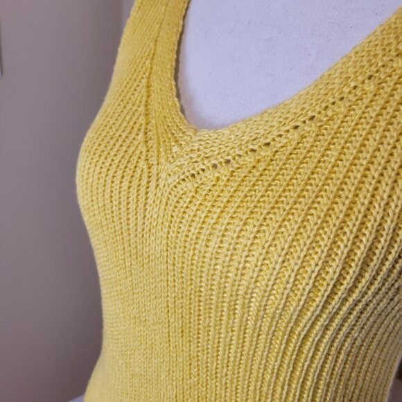 Ann Taylor Factory Yellow Ribbed V-Neck Sweater Tank – Size S (NWT) - Picture 3 of 5